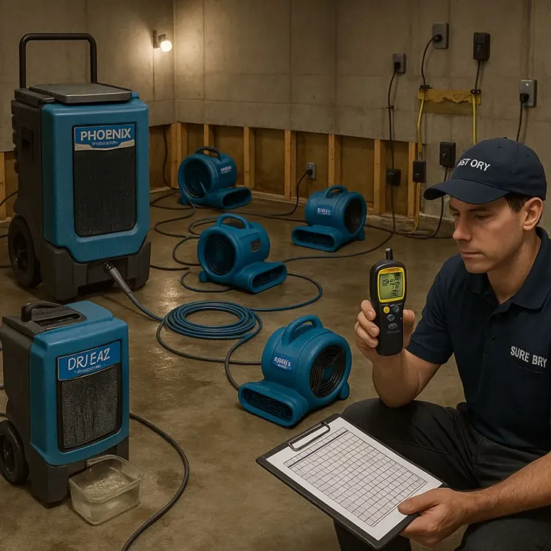 Structural Drying and Dehumidification process in Yoakum, TX